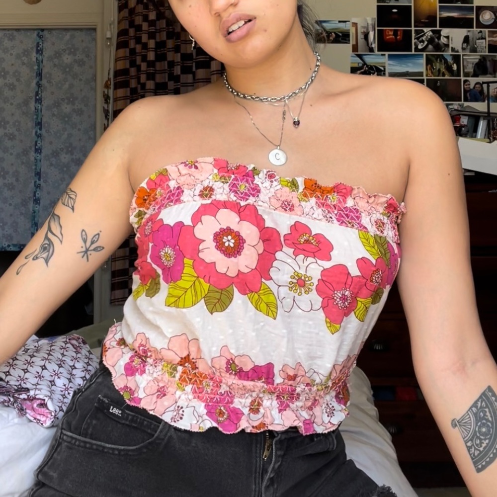 anthropologie floral tube top 🌸💓